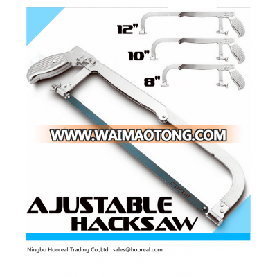 New Chrome Hacksaw Frame w/24TPI Blades,Adjustable 8,10,12",by Cal-Hawk,Cutting Blade Bi-Metal Hacksaw Pipe Metal Copper Rod