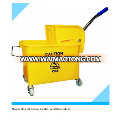 Heavy Duty Commercial Plastic Mop Bucket 20L W/ Wringer, Yellow - Commercial Grade For Hotel/Houstital/Housekeeping Cleaning