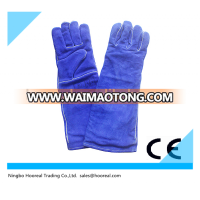 Long-Cuff Cowhide Split Leather Stick Gloves Welding Welder Grill Lined Working Gloves With CE Certificate