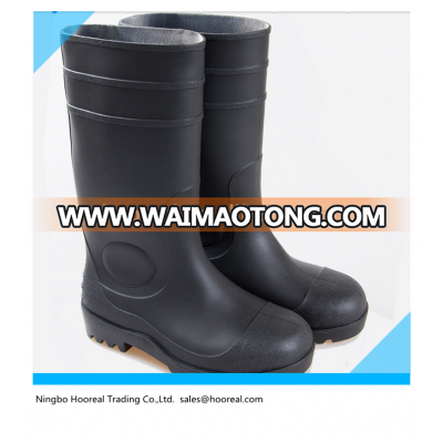 SZ 5 6 TO 12 13 14 PVC Safety With Steel Toes Men's 16" Black Rubber Rain Boots Work & Safety Shoes Acidproof Alkaliproof Plain