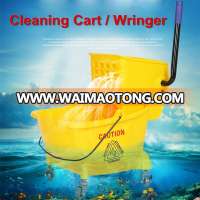 Commercial Small Wet Mop Bucket & Wringer Combo With Wheels Yellow Janitorial